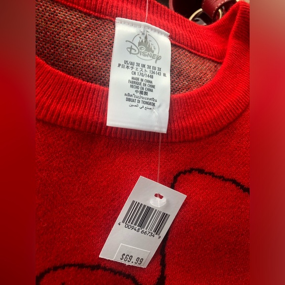 NWT Disney Minnie Mouse Red White Polka Dots Sweater Sweatshirt 3X - Picture 3 of 5